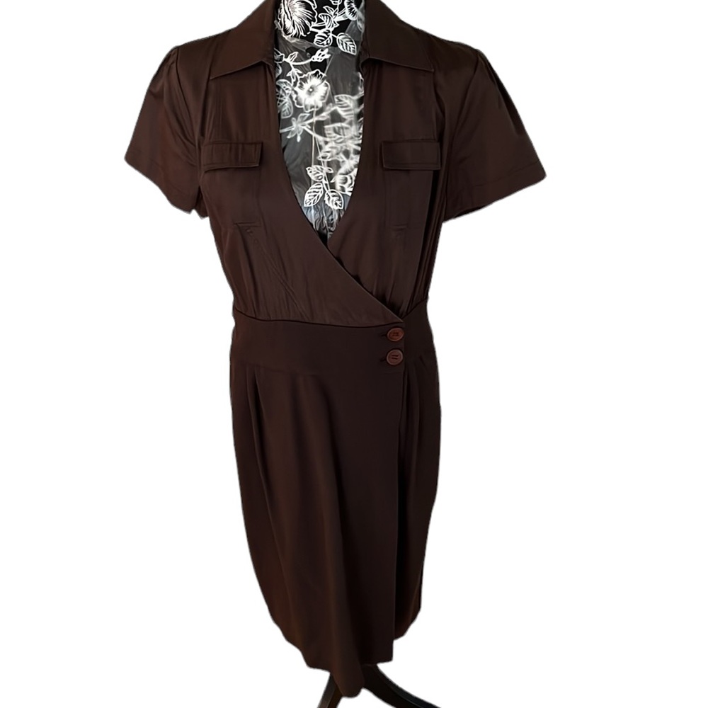 Diane Von Furstenberg DVF size 14 brown vintage wrap midi dress